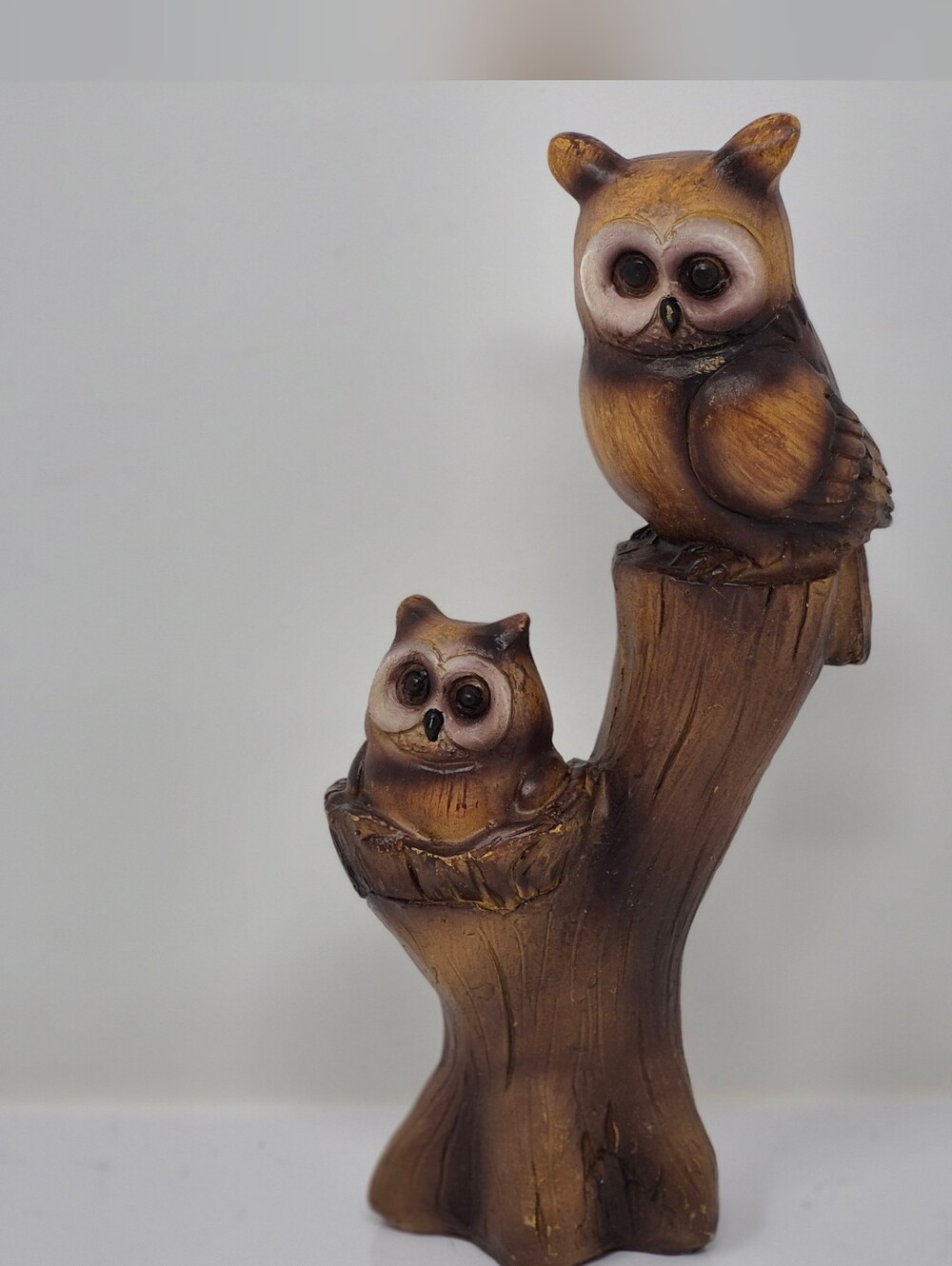 Owls On Stump Figurine